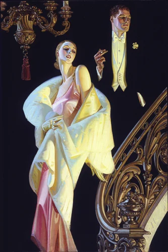 J.C. Leyendecker | Couple Descending Staircase J.C. Leyendecker | Couple Descending Staircase